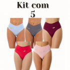 Kit 5 Calcinha Modeladora Cós Alto Fio Dental Duplo