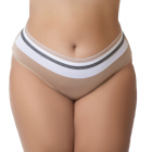 Calcinha Plus Size Tricolor Cintura Alta Tanga Cós Alto Forro 100% Algodão Lingerie Feminina